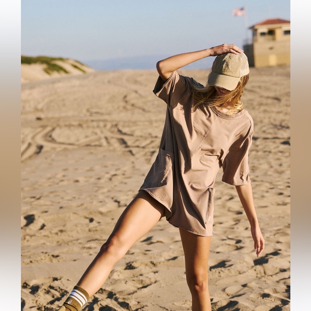Free people hot shot tee romper (mocha latte)